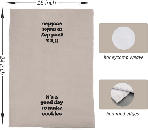 16x24 (11) Baking Towels, Tea Towels for Baking, Gifts for Bakers, Cookie Lovers, Cooks, Beige Microfiber Kitchen