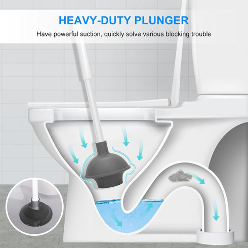 SetSail Toilet Brush and Plunger Set, 2 Packs Heavy Duty Toilet Bowl Brush and Holder, Hidden Toilet Plunger for Deep