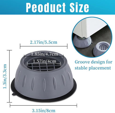 Anti Vibration Pads for Washing Machine, 4 Pcs Noise Reducing Rubber Feet Pads for Furniture, Grey