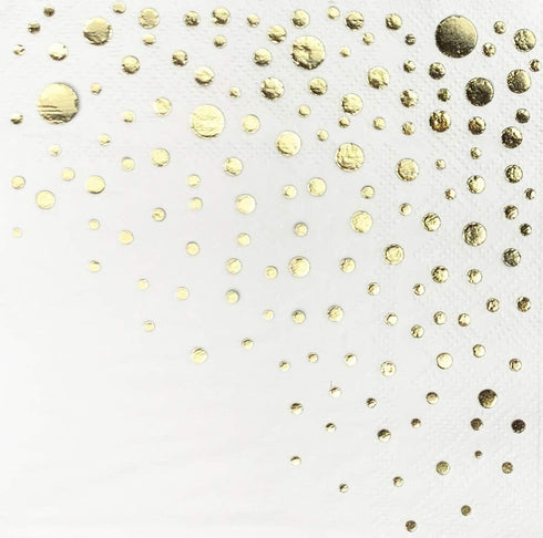 Stylish Gold Disposable Cocktail Napkins, 100 Count, 3-Ply 5x5 Inch White and Gold Dessert Napkins for Parties