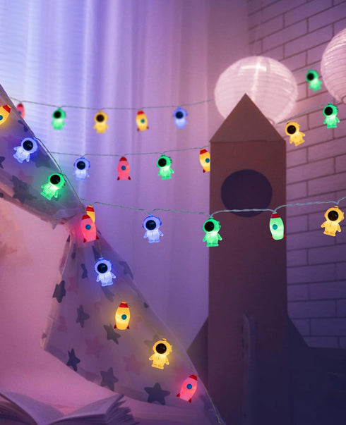20 AceList LED Space String Lights, Magical Rocket and Astronaut Decor | USB&Battery Powered for Children's/Kids'