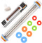Adjustable Rolling Pin with 4 Thickness Rings, Stainless Steel Dough Roller for Baking, Pizza, Cookie