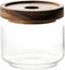 300ML Clear Glass Storage Canister Holder with Airtight Wood Lid, Modern Decorative Small Jar for Coffee, Spice