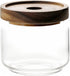 300ML Clear Glass Storage Canister Holder with Airtight Wood Lid, Modern Decorative Small Jar for Coffee, Spice