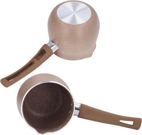 10cm Dia Nonstick Milk Pan, Aluminum Alloy Saucepan with Pour Spouts, Small Soup Pot