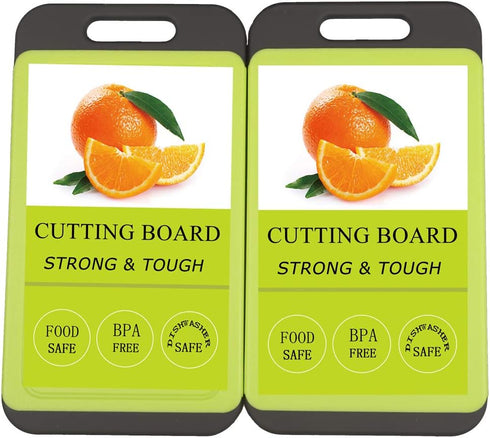 Mini Kitchen Cutting Board Mats, BPA Free, Dishwasher Safe, Juice Grooves, Thicker Boards, Easy Grip Handle, Non Porous, 2 pack by Svenee