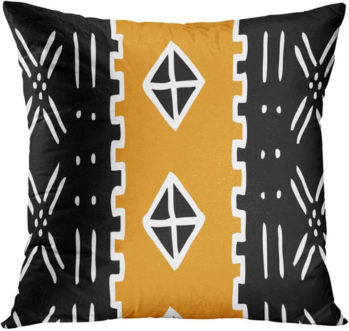 Set of 4 Throw Pillow Covers 20x20 Inch, African Tribal Mud Cloth Inspired Geometric Home Decor Pillowcase