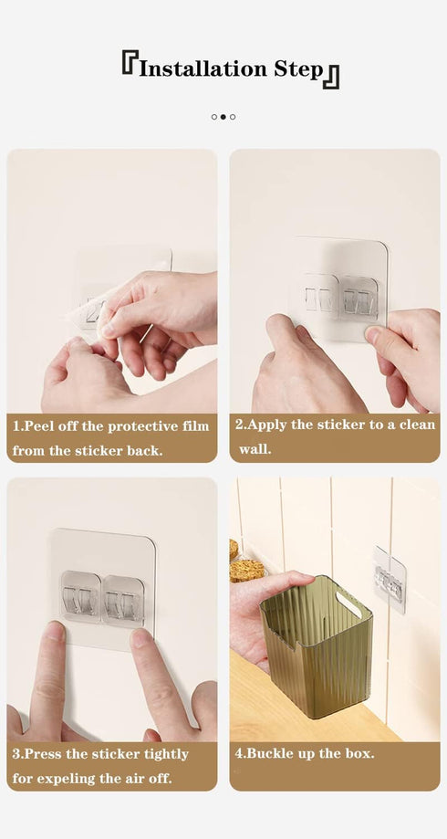 Set of 2 Wall Mounted Storage Organizer Bins, Stackable Clear Plastic Storage for Fridge, Kitchen, Bathroom