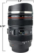 Camera Lens Coffee Mug with Slider Lid – Realistic DSLR Thermos Cup, Novelty Gift for Photographers and Coffee Lovers