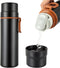Insulated 15oz Black Water Bottle - Stainless Steel Vacuum Coffee Cup with Handle, Double Walled Sport Travel Mug