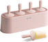 Homemade Popsicle Mold Set, 4 Pieces, Easy Release Silicone Ice Cream Maker, Reusable DIY Pop Molds (Pink, IcyClassic