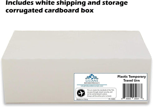Airline Safe Plastic Temporary Travel Cremation Urn for Human Ashes, TSA Approved, Full Size Adult