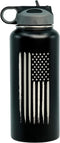 32oz American Flag Stainless Steel Insulated Water Bottle - Engraved USA Flag Gift Set | Flag 32 oz Water Bottle
