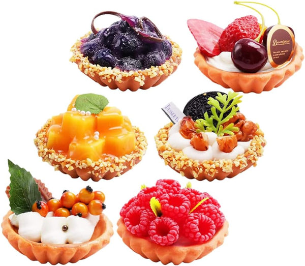 UPKOCH Artificial Fruit Egg Tart Fake Cake Model 6Pcs Set Realistic Simulated