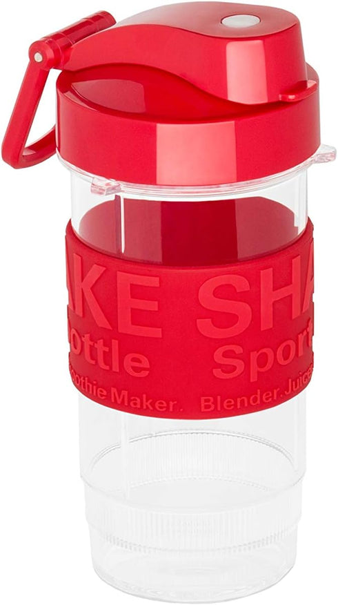 Personal 500-Watt Mini Blender and Smoothie Maker - Includes Grinder Cup, 2 Blender Bottles and Recipe Booklet, Red