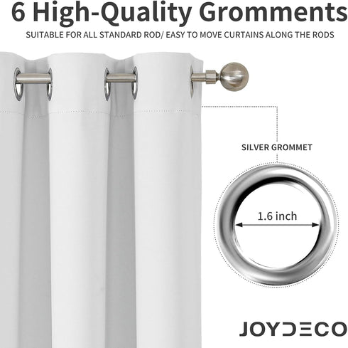 Joydeco Blackout Curtains 72 Inches Long, 2 Panels Set, Thermal Insulated Room Darkening Curtains (Greyish White)