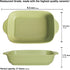 Rectangular Porcelain Baking Dish Set,Au Gratin Dishes,Casserole Dish, Ramekins 21 oz Bakeware Set of 2,Lasagna Pans for Cooking,Cake Dinner,Kitchen, Carry Handles 9.5" x 5.5" (Green