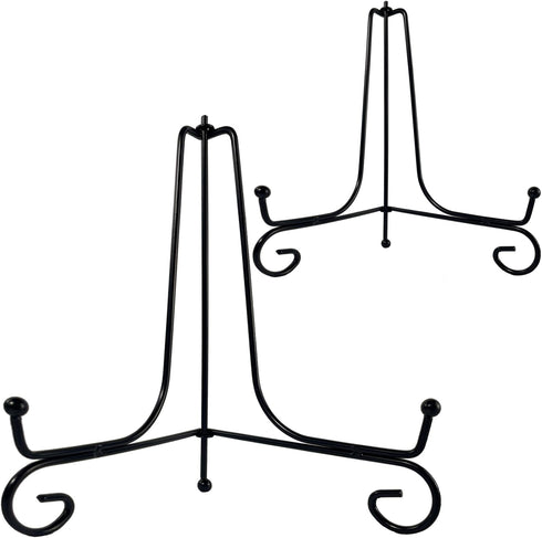 2PCS Premium Black Iron Plate Stands, 8 Inch Decorative Metal Holders for Displaying Plates, Frames, Books, and Cards