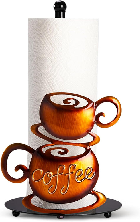 Standing Paper Towel Roll Holder Countertop for Coffee Lovers Women Men, Farmhouse