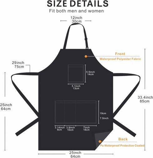 Hair Stylist Apron - Waterproof Protective Coated Salon Apron for Women/Men with Pockets for Cosmetologist and Grooming