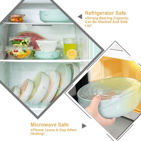 4 Pack Silicone Stretch Lids, Thicker Reusable Container Covers, Expandable Food Storage Covers, Dishwasher and Freezer
