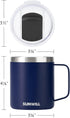 SUNWILL Insulated Coffee Mug with Lid, 14oz Travel Tumbler with Handle, Stainless Steel Cup for Camping, Navy Blue