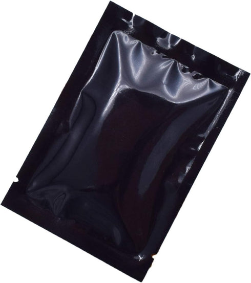 QQ Studio 100 PCS Metallic Mylar Foil Sealable Bags (7x10cm (2.7x3.9"), 100x Black)