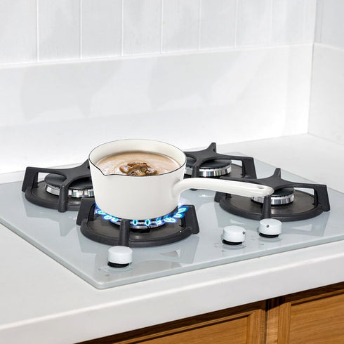 Peohud 37 Oz Enamel Milk Pan, Mini Butter Warmer with Pour Spout for Stove Top