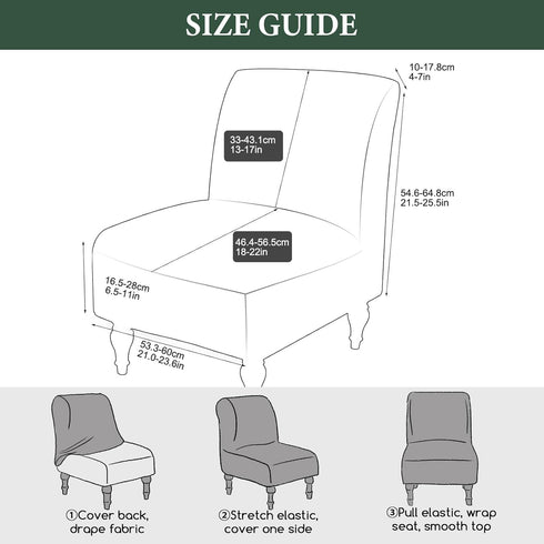 Armless Armless 1PC) Accent Chair Cover Stretch Leaf Jacquard Chair Covers for Living Room Slipper Chair Slipcover