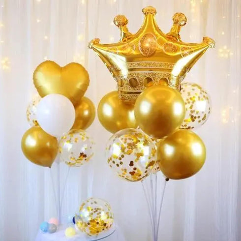 NpeyBeicuelq 4Pcs Gold Crown Foil Balloons, Wedding Bridal Shower Engagement Party Supplies