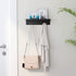 MKO Key Holder Wall Mount, Adhesive Key Holder with Mail Organizer Tray and 6 Hooks for Wall, Black