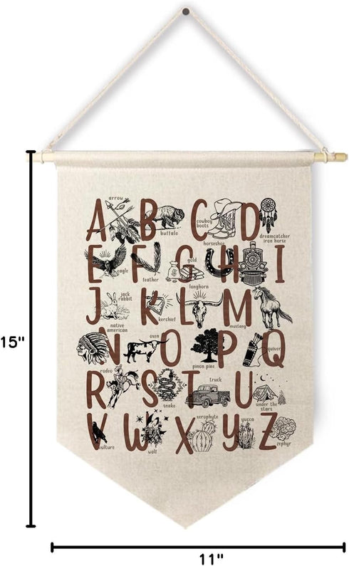 Qpenm Cowboy Nursery Decor, Western Southwestern Aztec Alphabet ABC Posters & Prints, Western Nursery Decor Boy