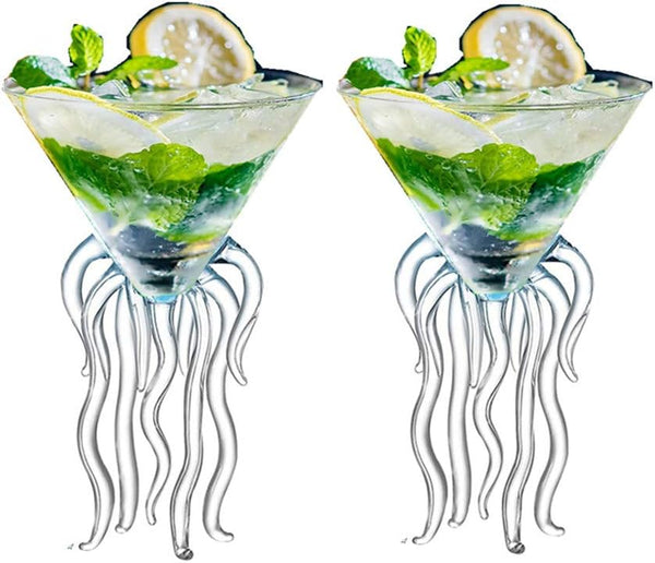 Octopus Martini Glass Creative Cocktail Drinkware Goblet Tools (2 Transparent)