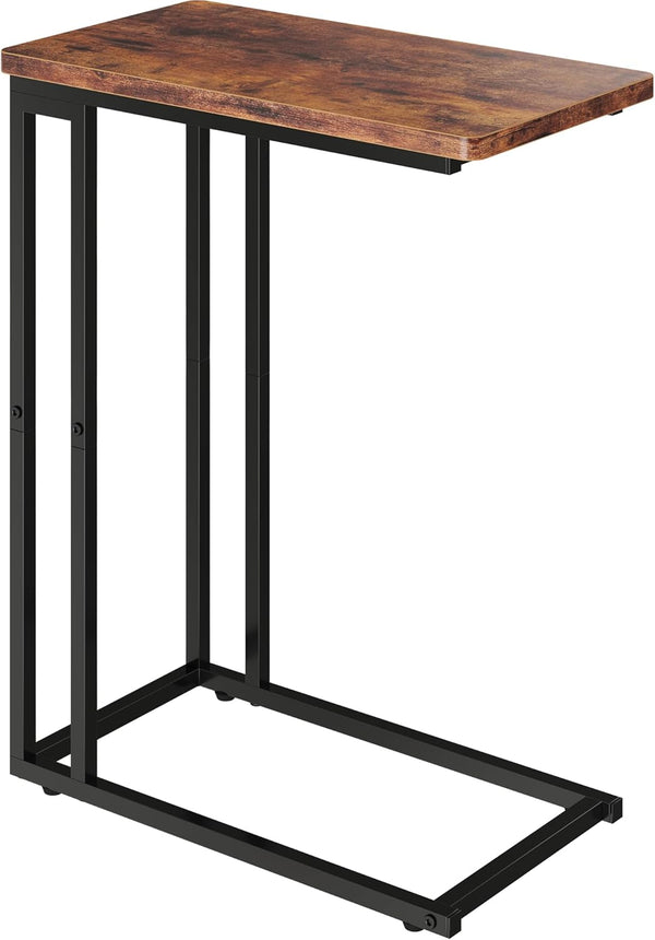 Yusong C Shaped End Table - Slide Under Sofa Couch Bed, Small