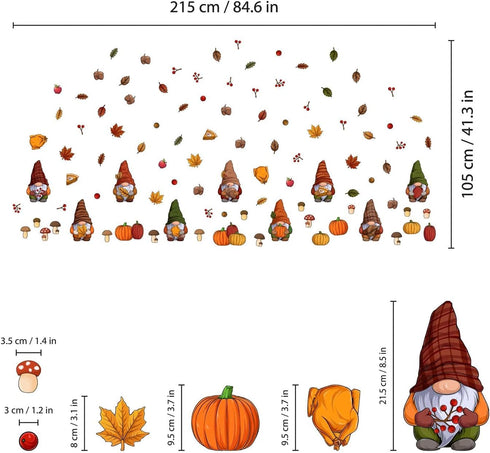 Spring Autumn Window Clings Fall Decor: 102 Double-Sided Reusable Thanksgiving Decorations for Home Office Nursery