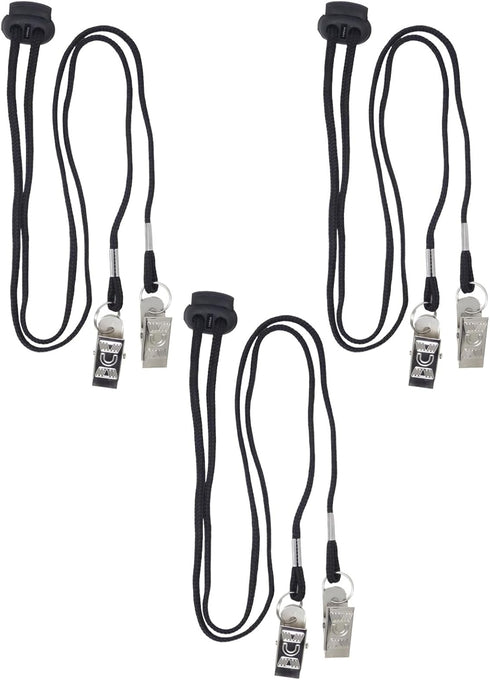 ASTRQLE 3pcs Black Adjustable Napkin Holders Lanyard Neck Strap Chain Clip Adjustable Napkin