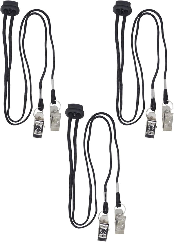 ASTRQLE 3pcs Black Adjustable Napkin Holders Lanyard Neck Strap Chain Clip Adjustable Napkin