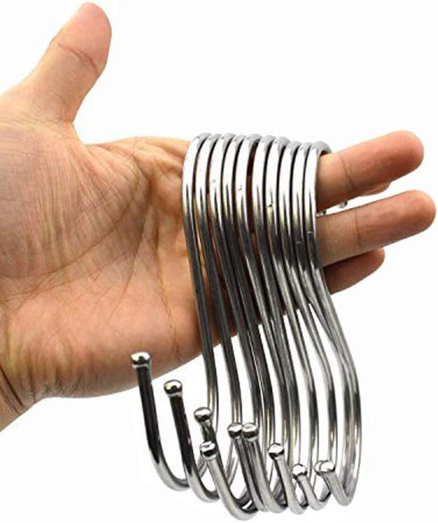 Heavy Duty Metal Chrome Plated S Shape Hooks, Set of 10 Large
