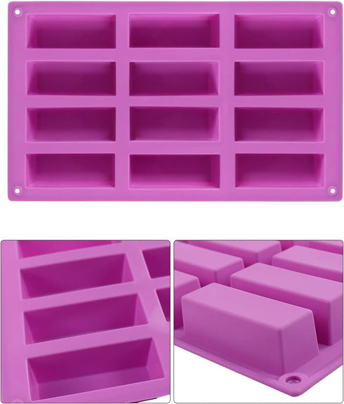 Palksky 2 Pack Medium Narrow Silicone Rectangle Molds, 12 Cavity for Protein Bars, Energy Bars, Caramel, Muffins