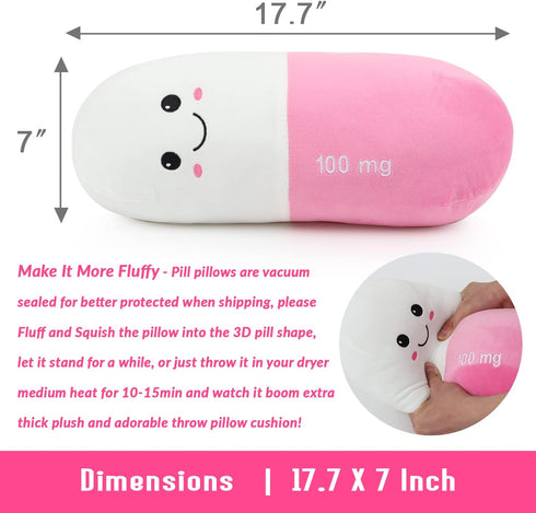 Sexysamba Y2K Pill Pillow Neck Roll Pillow Cute Preppy Room Decor Chill Pillows with Washable Cover, Funny Aesthetic
