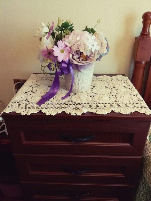 Damanni Cotton Handmade Crochet Lace Table Runner Doilies, 19 Inch by 35 Inch, White Dresser Scarves