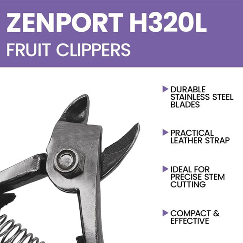 Zenport H320L Fuji/Orange Fruit Clippers, Forged Stainless Steel, 5-Inch Long, Blue