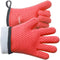 Kitchen Oven Gloves - Silicone and Cotton Double-Layer Heat Resistant Mitts for Baking and Grilling - 1 Pair, Red