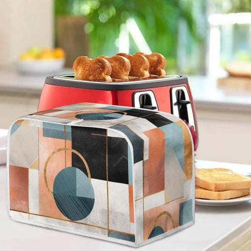 Modern Geometric Circle Two Slice Toaster Cover - Foldable Kitchen Appliance Bread Toaster Oven Cover with Hang Loop.