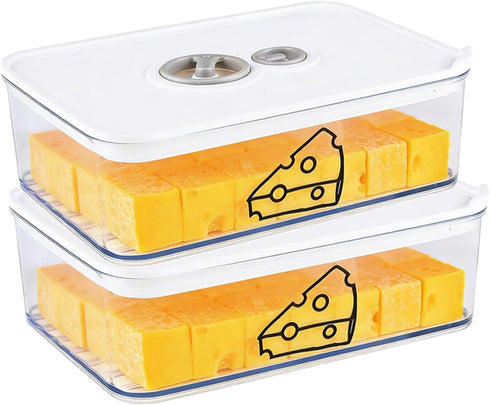 Yomjarl 2 Pcs Cheese Container for Refrigerator,Cream Cheeses Storage Box,Cheese Keeper with Airtight