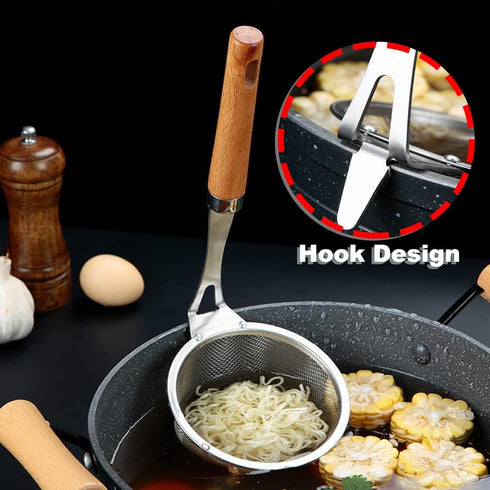 TENTA Kitchen Premium Stainless Steel Mesh Spider Strainer - 18/8 for Spaghetti Dumpling Noodles, 3.8 inch Diameter