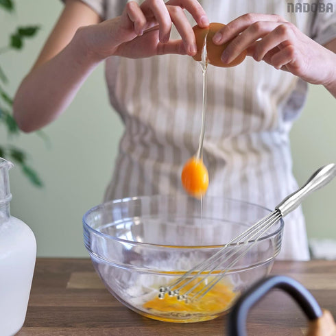 2 Pcs Ball Whisk Set, Stainless Steel Whisk with Ergonomic Handle, 10 Ball Head, Compact 12 & 10 for Stirring