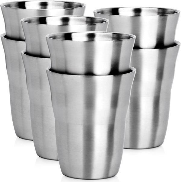 Beasea 8 Pack Stainless Steel Cups, 8.8 oz Small Stackable Insulated Mini Tumblers for Drinking, Perfect for Camping