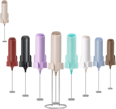 Rechargeable Coffee Frother by ELMWAY, Electric Milk Frother with Charging Stand &