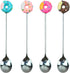 AUEAR 4 Pack Stirring Spoons - Cute Doughnut Coffee Spoon, Mini Donut Dessert Ice Cream Stirrers
